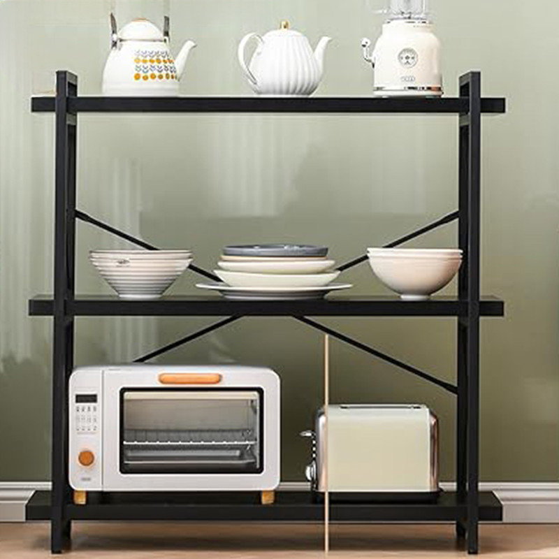 Black 3-Tier Adjustable Industrial Bookcase with Metal Frame