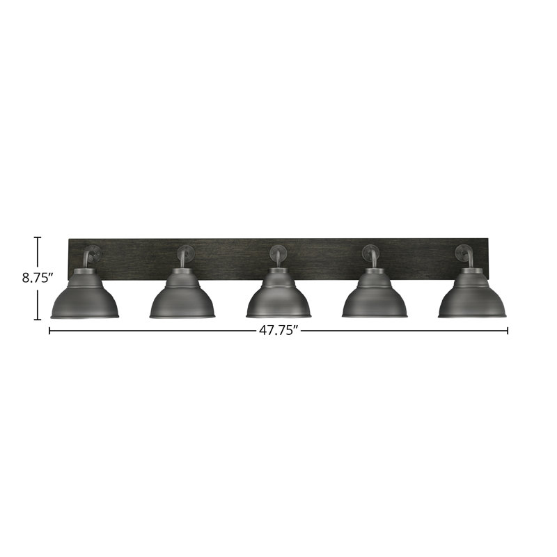 Oxbridge 5 Light Bath Bar Shown With 7" Double Bubble Metal Shades, Graphite / gris vieilli, Graphite