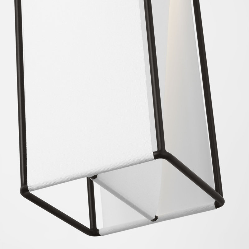Kelly Wearstler Velero 1 Light Dining Room Pendant With White Silkscreen Tempered Shade, Aged Iron