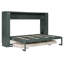 Lit escamotable double avec canapé intégré, lit mural avec 4 tablettes de rangement et station de recharge USB, panneau vert + canapé beige-1663015431