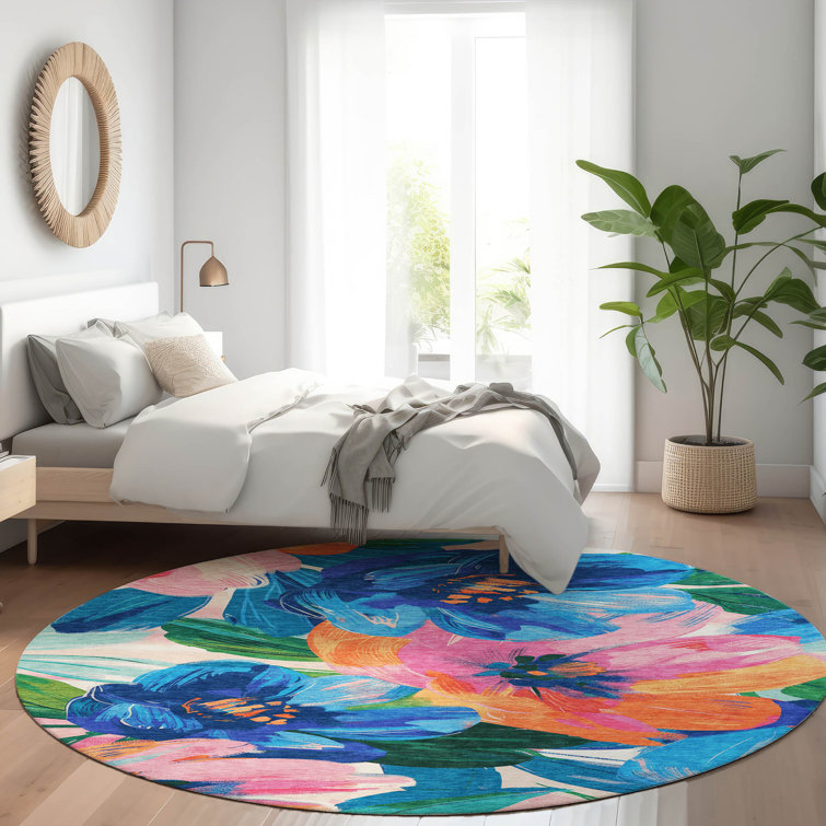 Machine Washable Indoor/Outdoor Claudian ACN1488 Navy Rug