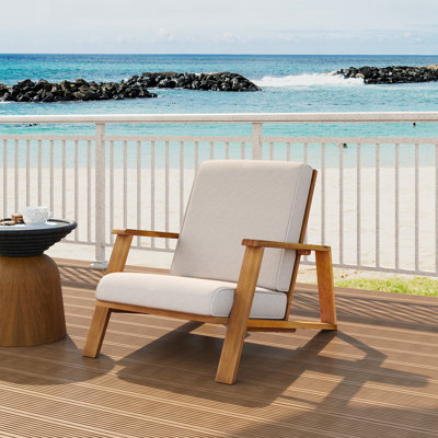 Classic Adirondack Club Chair with Durable Acacia Wood and Weather-Resistant Cushions, Perfect for Outdoor Relaxation and Entertainment.