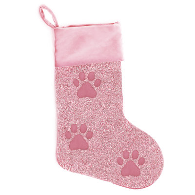 Luminous Paw Print Rhinestone Stocking