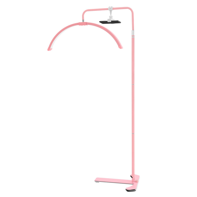  Lampe sur pied à luminosité et hauteur réglables pour extension de cils, lumière de beauté demi-lune avec support pour téléphone