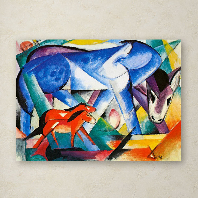Franz Marc Abstract Blue and Red Horses Canvas Art