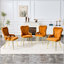Chaise d'appoint orange à bulles gonflées avec accoudoirs et pieds dorés - ensemble de 2-1195754009