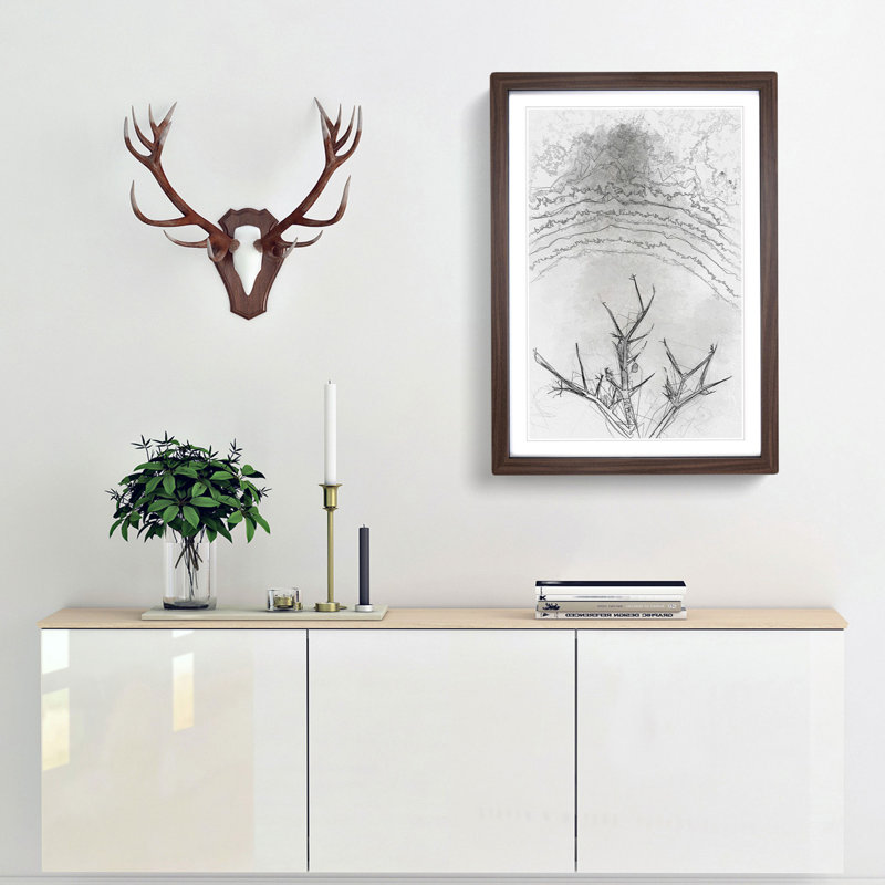Bird House in a Tree in Abstract - Picture Frame Graphic Art Print, Walnut Framed, 87cm H x 62cm W x 2cm D