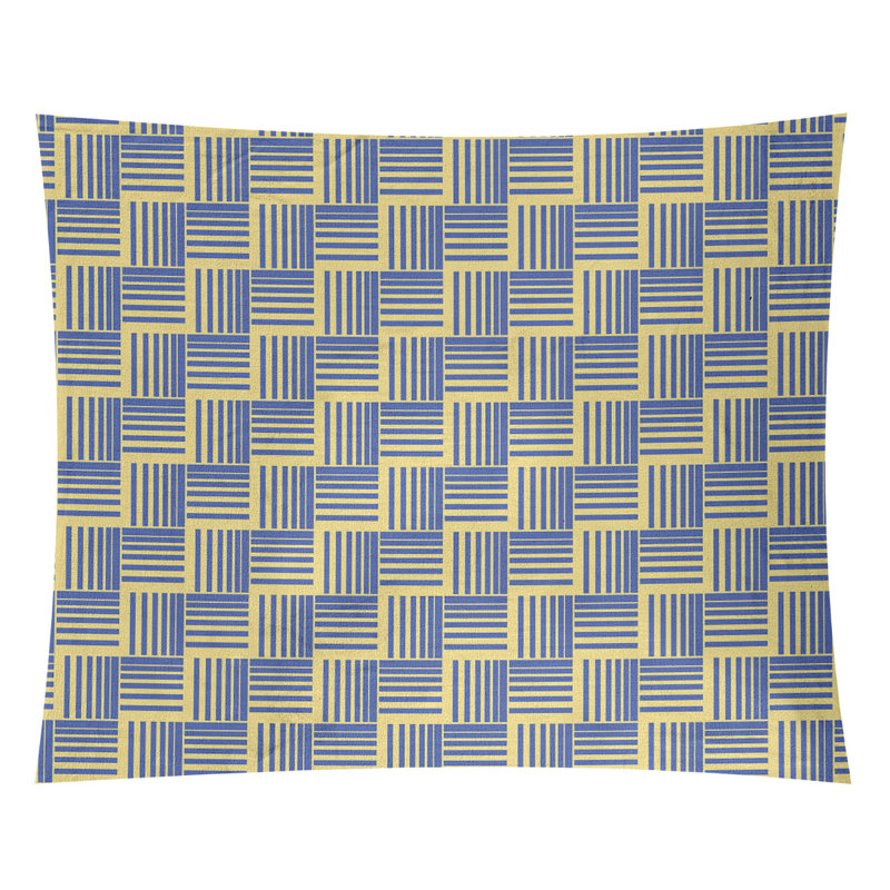 Tapisserie, H 88 po x l 104 po, Jaune/bleu