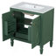 Ensemble de meuble-lavabo 60 po avec lavabo double 60 po, lavabo en céramique, portes à fermeture en douceur avec tablette, tiroir de rangement, vert-1608226428