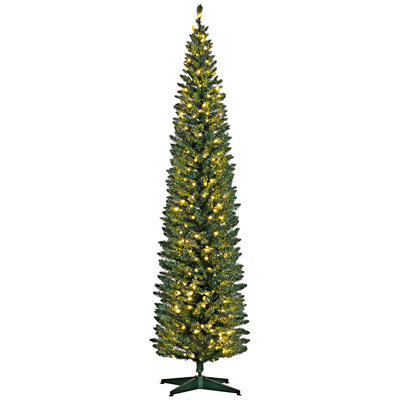 8' Tall Pre-Lit Slim Noble Fir Artificial Christmas Tree