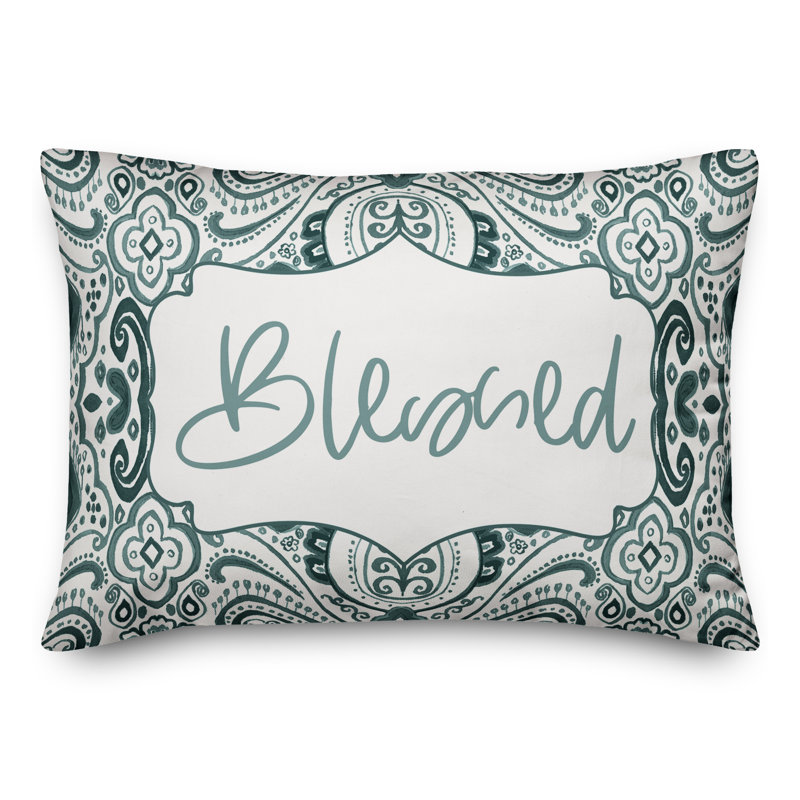 Paisley Outdoor Reversible Throw Pillow, Teal