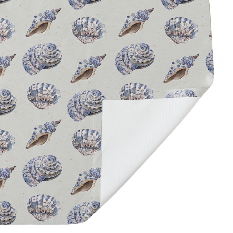 Rideau de douche 71 x 74, Bleu / coquillages blancs