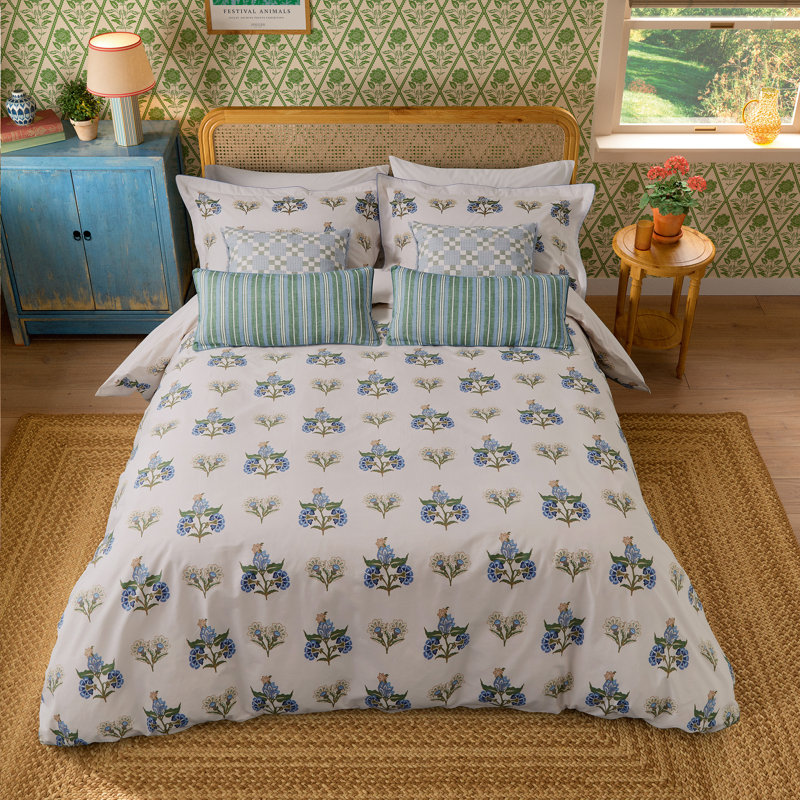 Chintz Floral Cotton Percale Duvet Cover Set, Double Duvet Cover + 2 Pillowcases