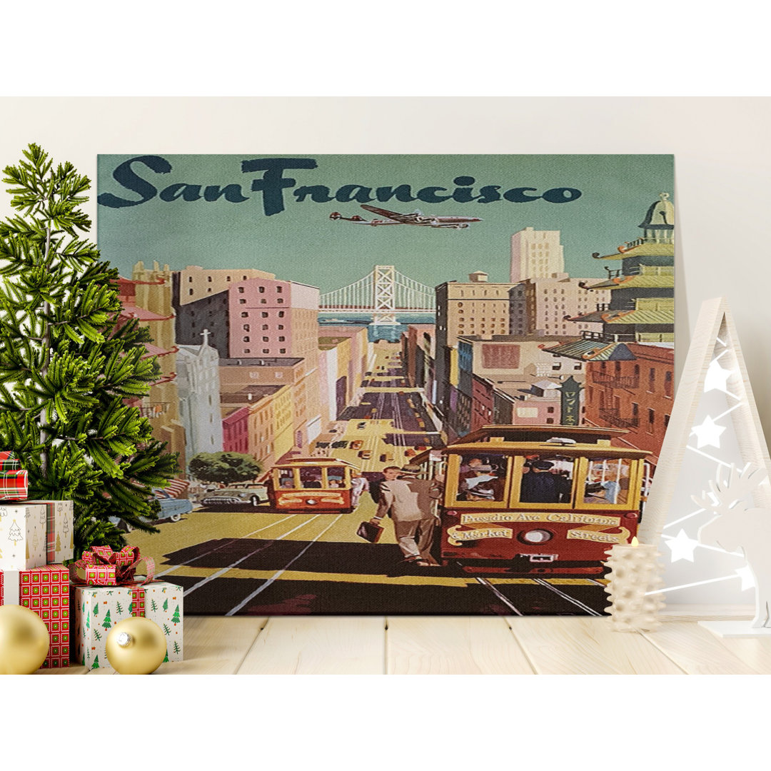San Francisco Canvas Wall Art, Vintage Travel Poster, Gallery Wrapped Canvas Print, Ready to Hang, Modern Decor, Statement Piece