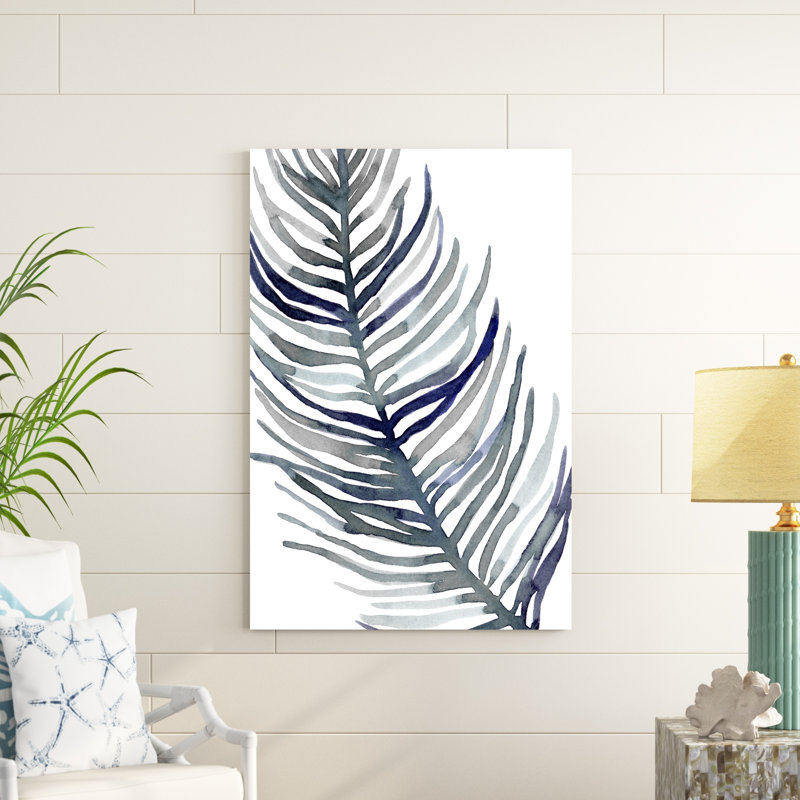 Palmier bleu à plumes I, H 48 po x l 32 po x P 1,25 po
