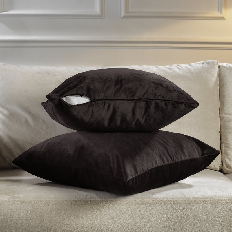 Matte Velvet Pillow Cover, 12" x 12", 26 Dark Brown