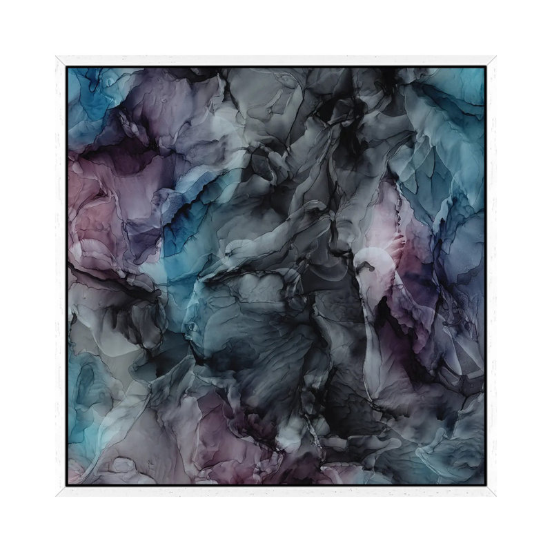 Moody Chaos by Elizabeth Karlson - Floater Frame Painting on Canvas, 45.72 cm H x 45.72 cm W, White Framed