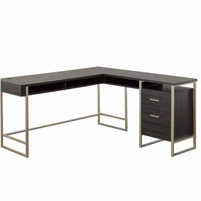 Bureau en L avec grand bureau, finition noire