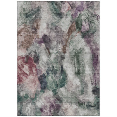 Machine Washable Indoor/Outdoor Husby ACN2204 Abstract Rug