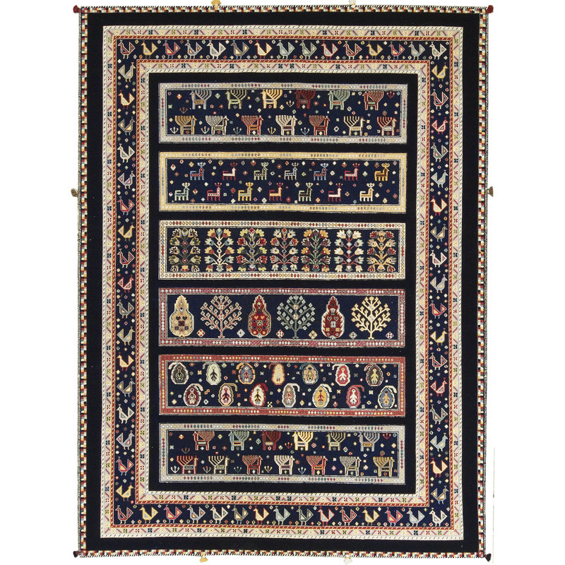 Tapis bleu de haute qualité noué à la main