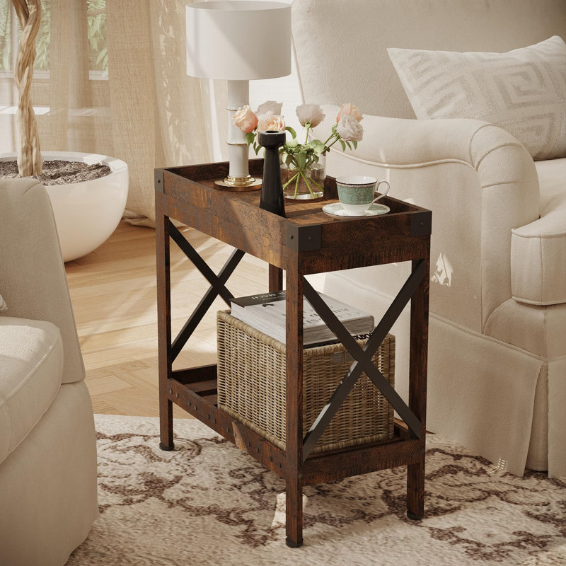 Tray Top End Table, Rustic Brown
