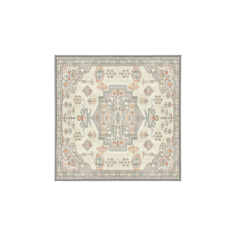 Fioralba Hand Loomed Washable Oriental Indoor Rug, Square 6'