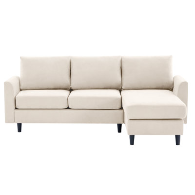 Lyles 83.5" L-shape Sectional Sofa With Armrest And Moveable Ottoman Black Legs Seater For 4