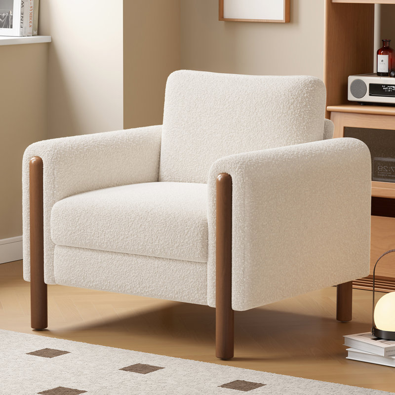 Chaise d'appoint surdimensionnée, élégance blanche: velours, pieds en noyer, White