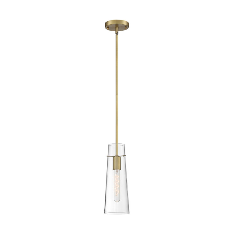 Luminaire suspendu cylindrique 1 lumière Gallen, Laiton rétro