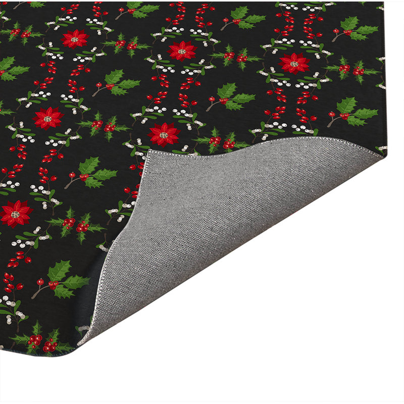 Tapis de cuisine Botanical Poinsettia, Gris anthracite, Rectangle 7 pi x 5 pi