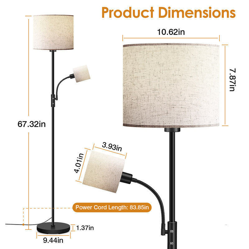 Lampe sur pied Sarely 67.32In, Beige