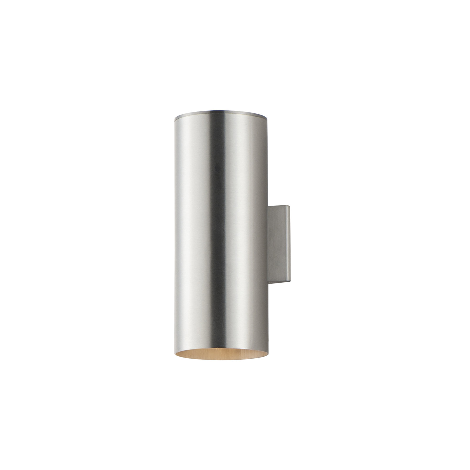 Barbara Single Light Cylinder Outdoor Aluminum Wall Light, Brushed Aluminum, 15" H x 6" W x 7.25" D