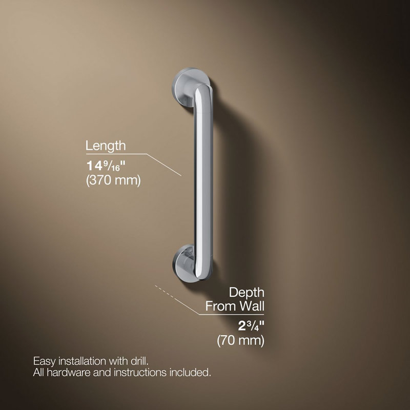 Barre d'appui Kumin, Chrome poli, L 12 po