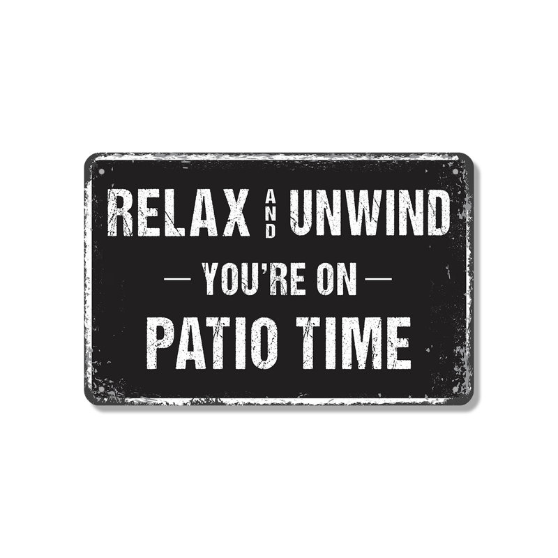 Enseigne de détente en aluminium 7 po x 10 po Relax On Relax On Patio Time (paquet de 2)