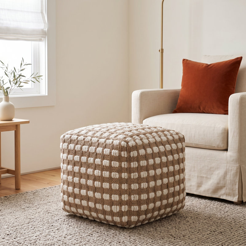 Henrietta Upholstered Cotton and Jute Ottoman