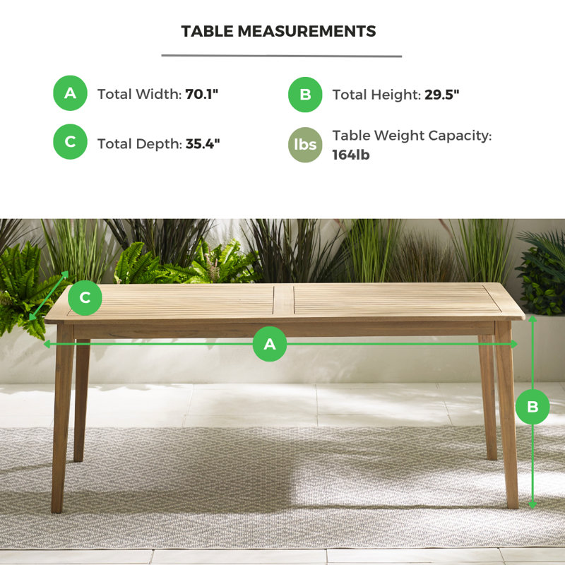 Table de salle à manger d'extérieur en acacia Annily - 6 places pour une terrasse d'extérieur moderne