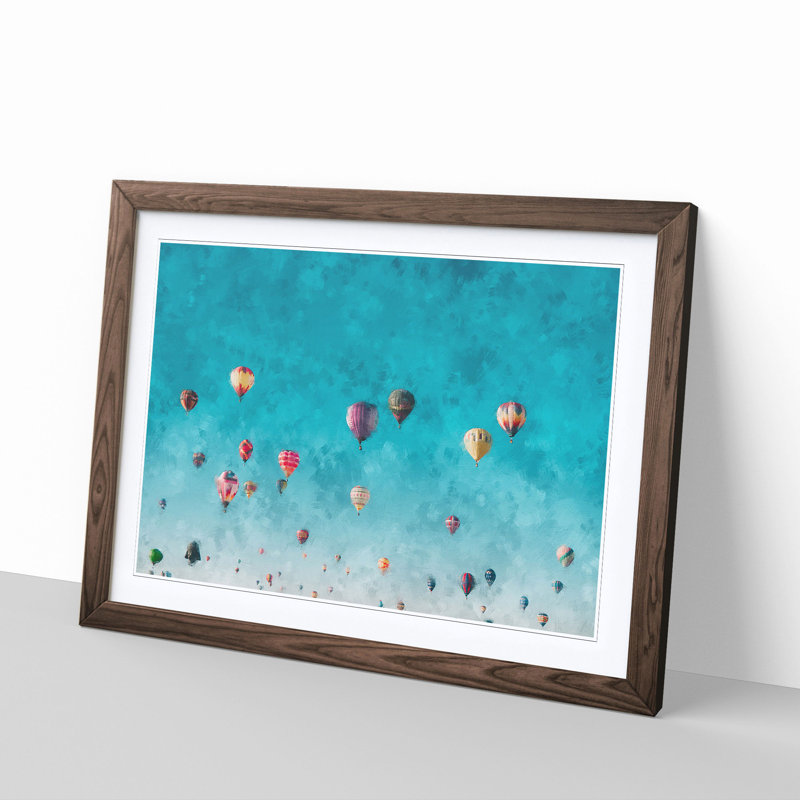 Going up in a Hot Air Balloon - Picture Frame Graphic Art Print, Walnut Framed, 62cm H x 87cm W x 2cm D