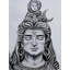 «Lord Shiva with Maa Ganga», dessin au fusain sur papier - Art spirituel indien de 16,7 po x 11,7 po par Krutik Jangir