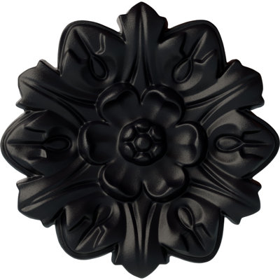 Endurathane Emery Leaf Ceiling Medallion, 7 5/8"OD x 1"P, Hand-Painted Steel Gray Finish