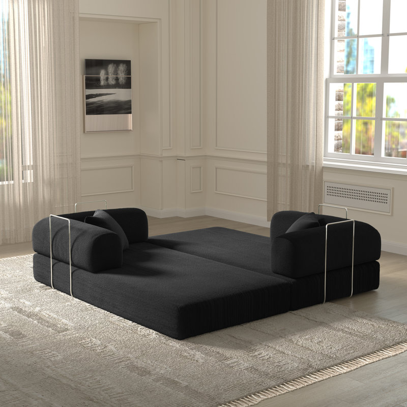Canapé-lit 2 pièces sans chaise avec fauteuil Jordan, Noir