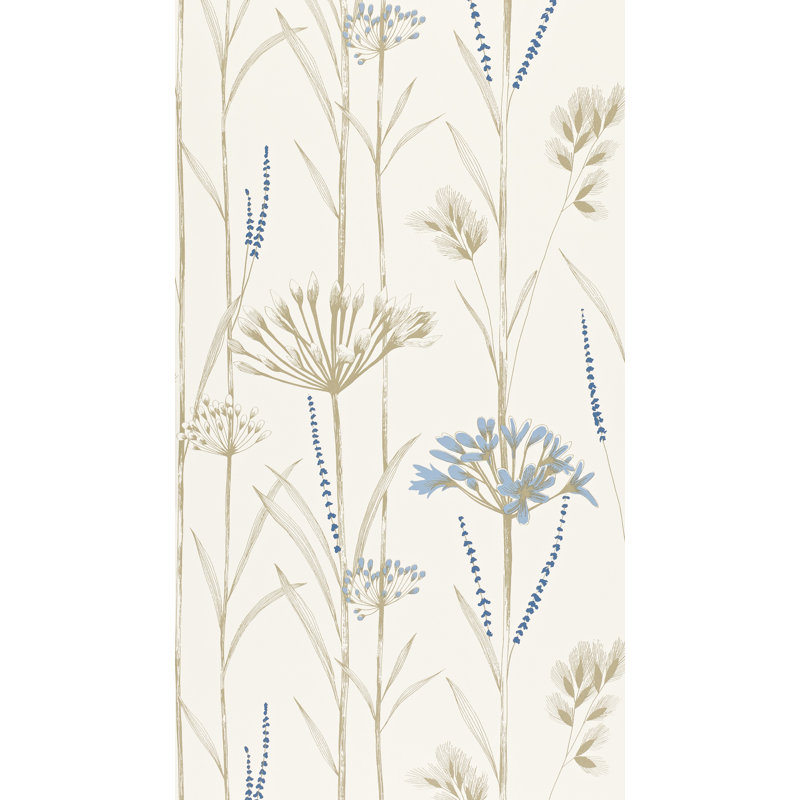 Gardinum Wallpaper, Chalk/Wedgewood/Gold