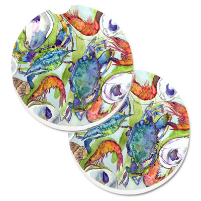 Ceramic Round 2 Piece Car Coaster Set