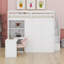 Lit mezzanine avec garde-robe, bureau et tablettes-1076254574