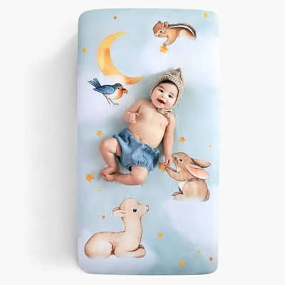 Goodnight Wonderland 100% Cotton Fitted Crib Sheet