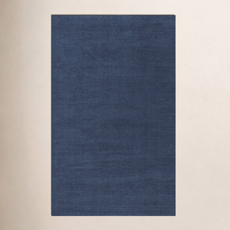 Crowe Handmade Wool Dark Blue Area Rug, Rectangle 3'3" x 5'3"