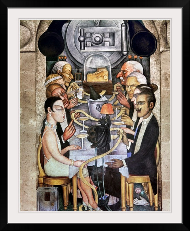 «Rivera: Banquet, 1928» par Diego Rivera, reproduction d'art, Cadre noir, H 38 po x l 32 po x P 1 po