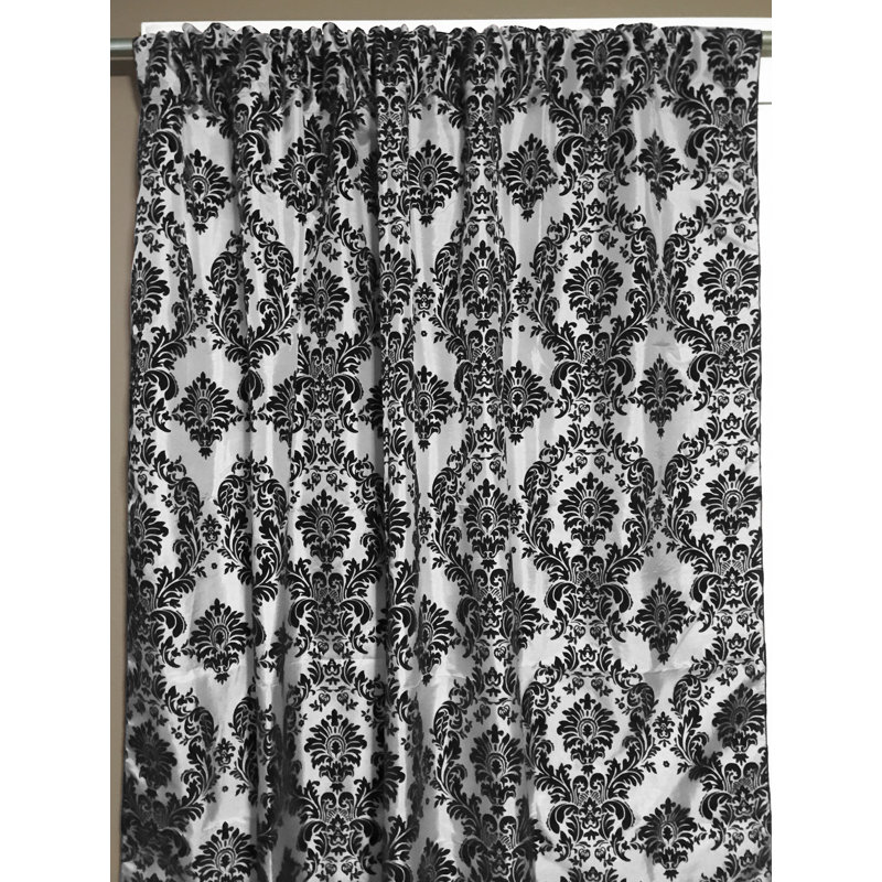 Amboy Semi Sheer Curtain Single Panel, 56" W x 108" L, Black/White