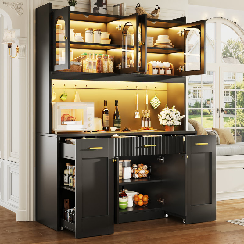 187 cm H Standard Pantry / Tall Cabinet, Black