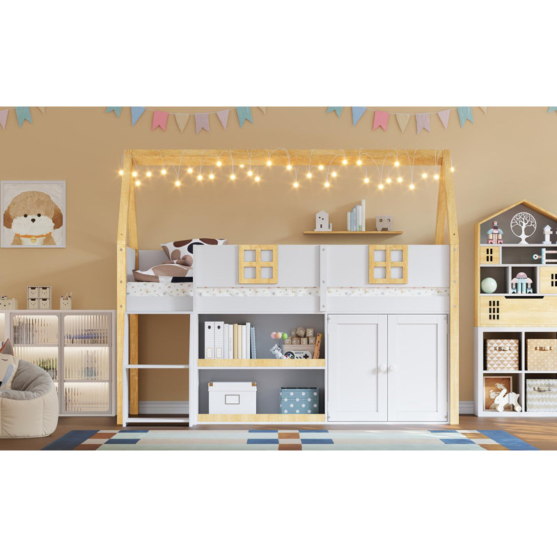 Full-size low loft bed