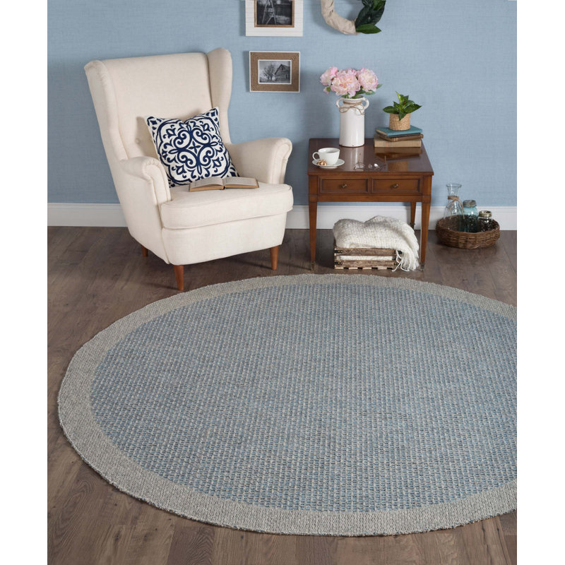 Tapis moderne bleu / gris Wallaston, Rond 5 pi 1 po